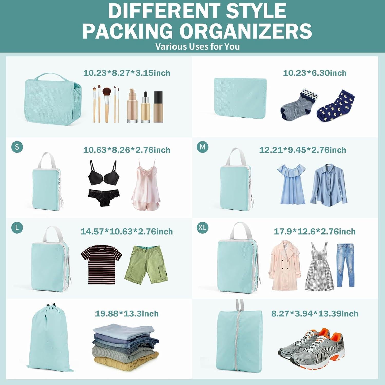 Set de 8 Cubos de Empaque Utook - Compresión Azul