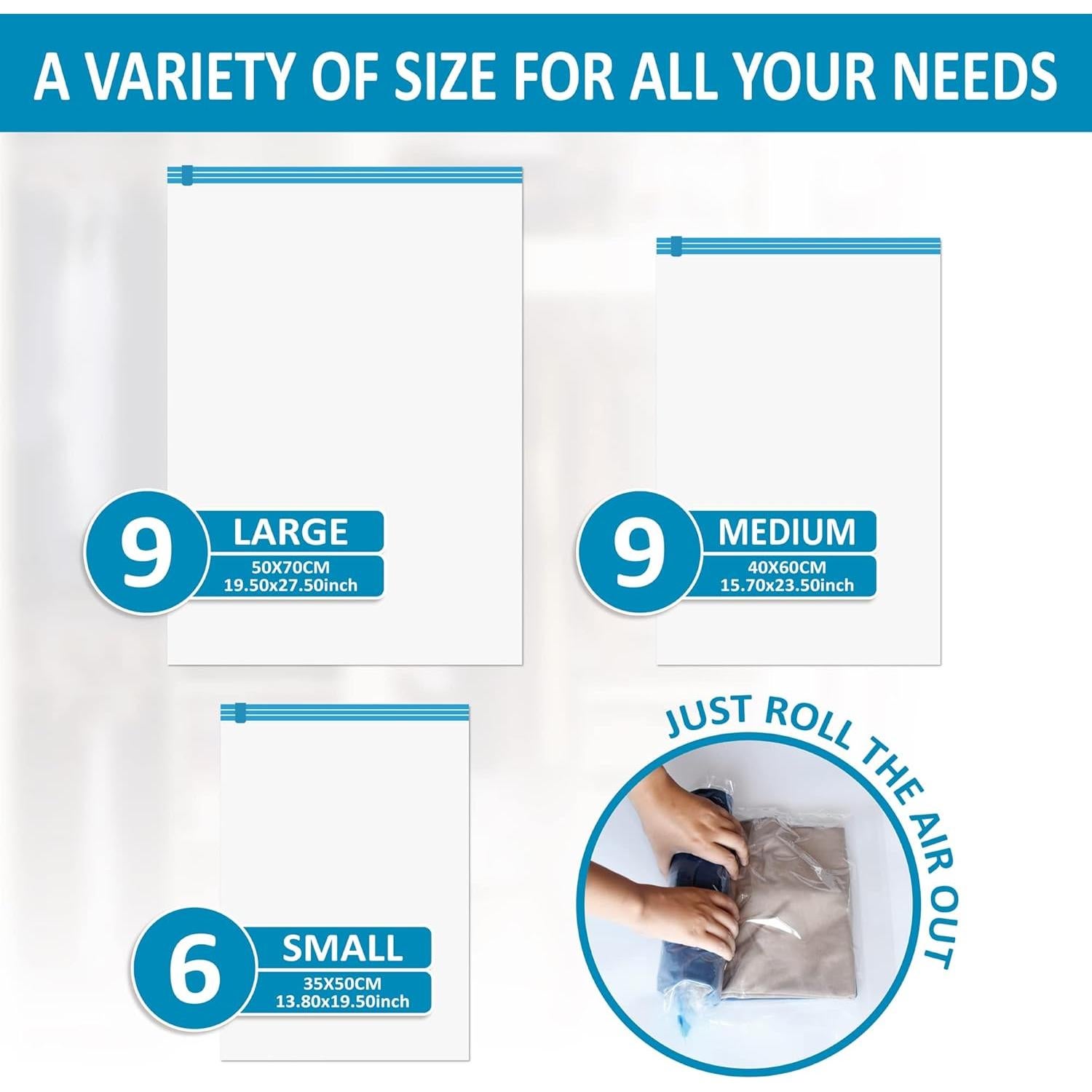 Bolsas de Compresión Cozy Essential 24 Piezas Ahorra Espacio