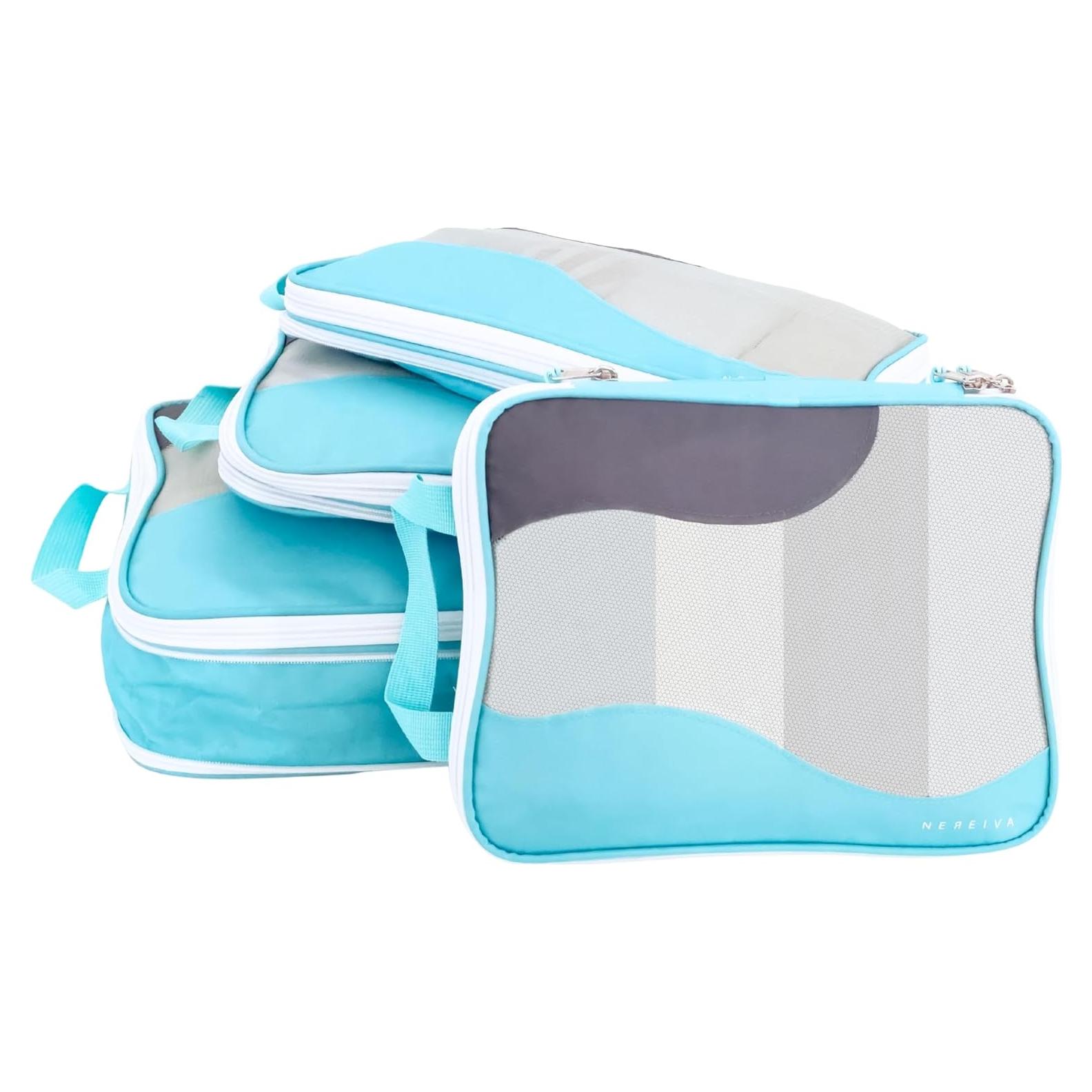 Set de 4 Cubos de Compresión Nereiva Azul Tropical