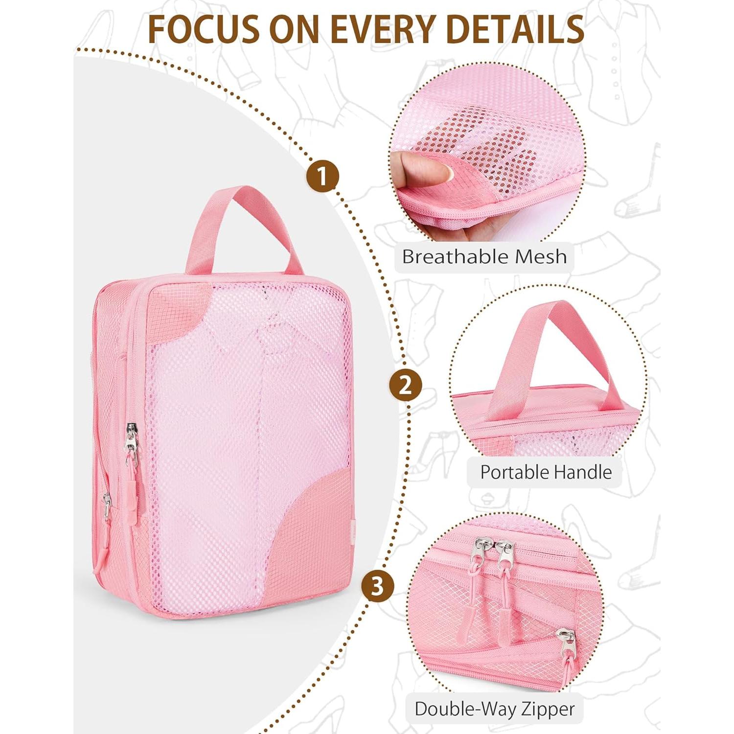 Set de 7 Cubos de Compresión TRMFUSA Rosa para Viaje