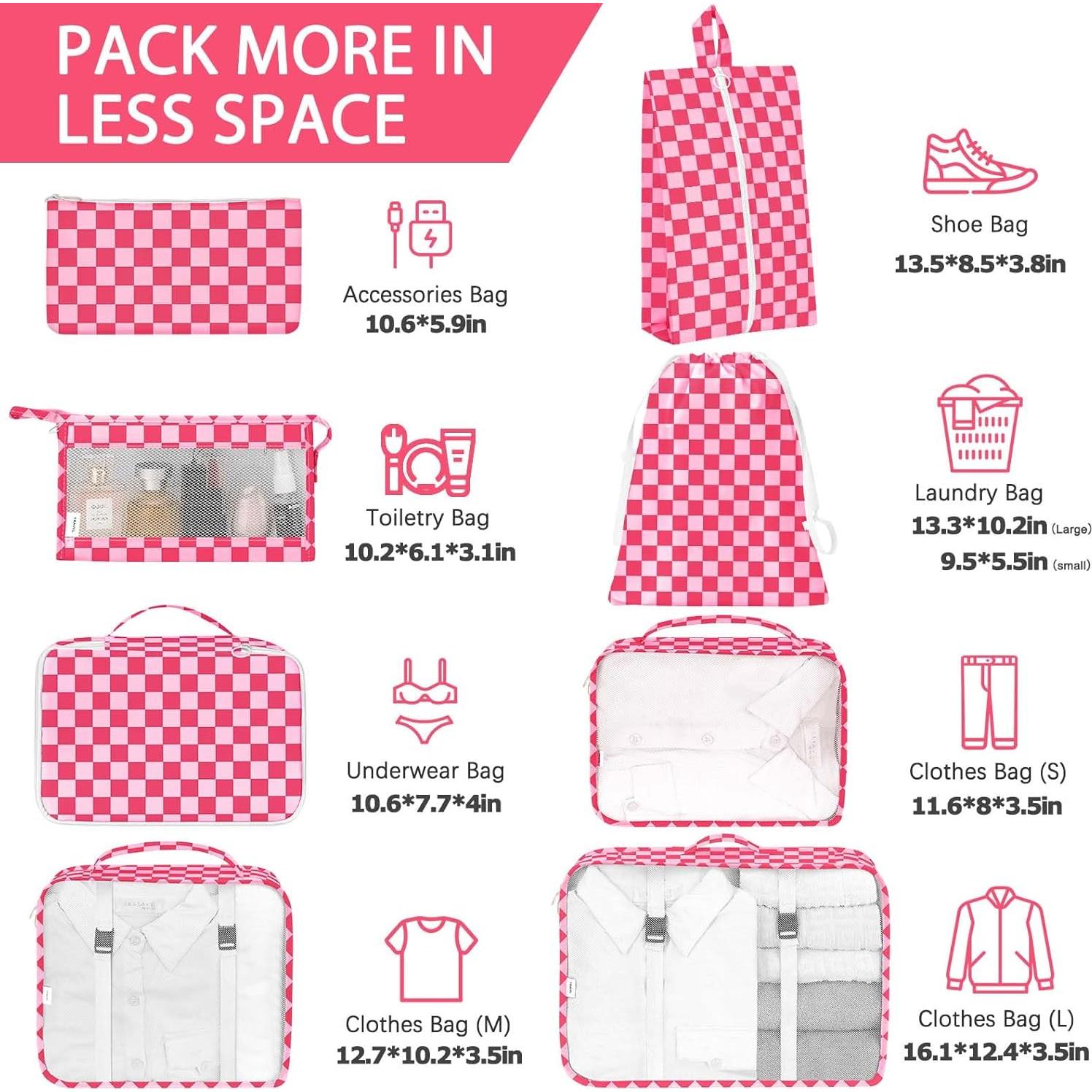 KPX Set de 8 Cubos de Empaque Rosa para Viaje