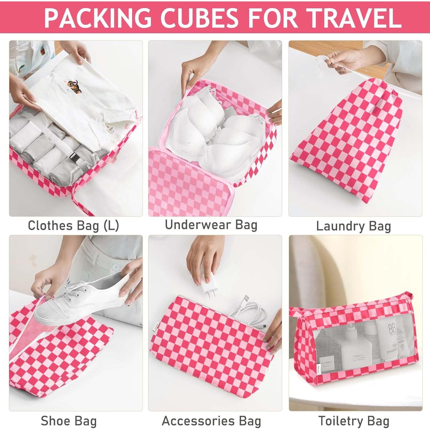 KPX Set de 8 Cubos de Empaque Rosa para Viaje