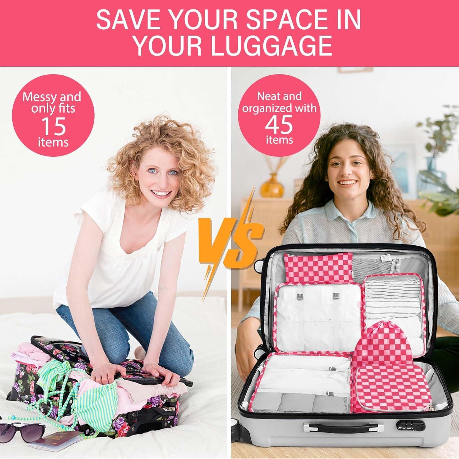 KPX Set de 8 Cubos de Empaque Rosa para Viaje