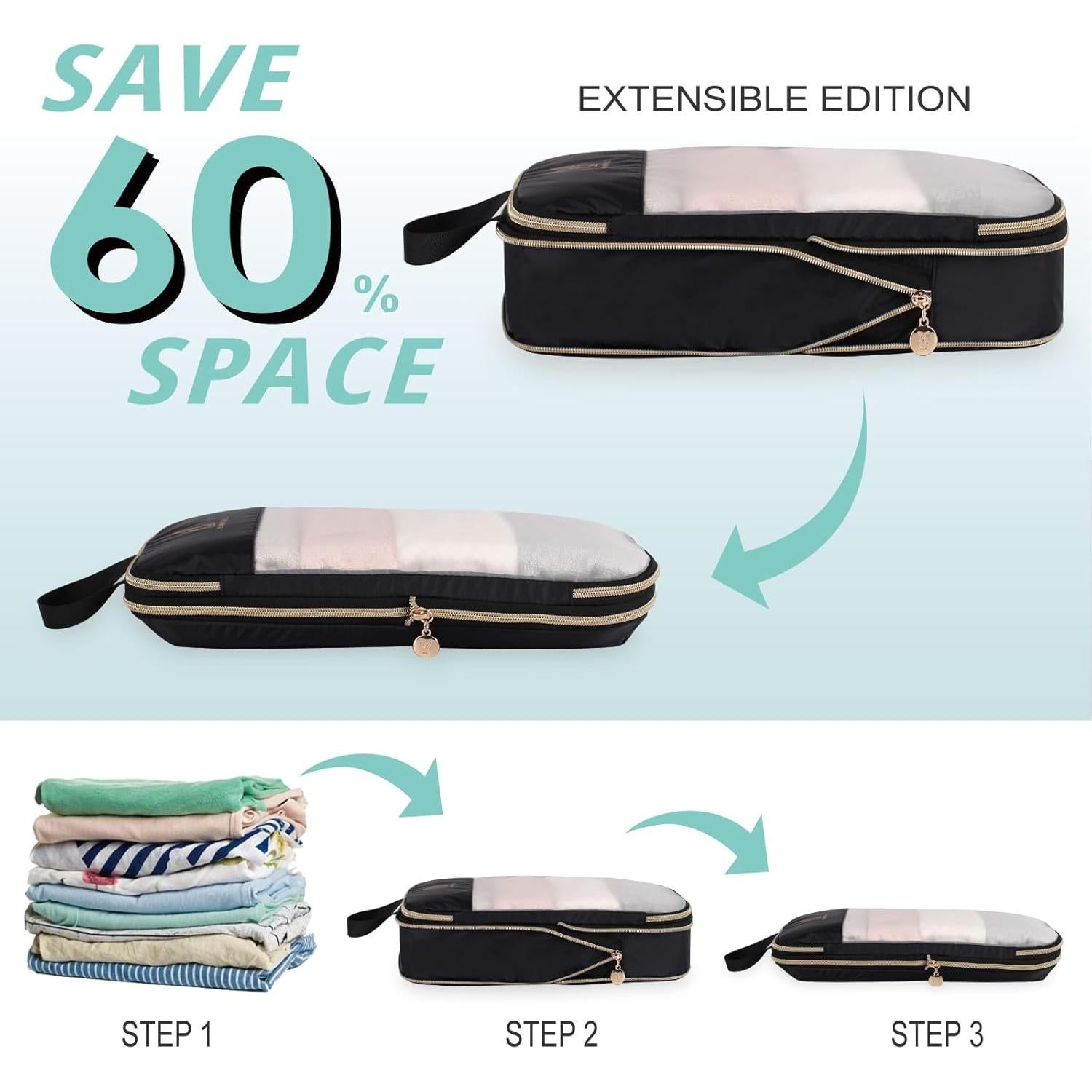 Cubos de Compresión Expandibles Bunnychill 6 Set Negro