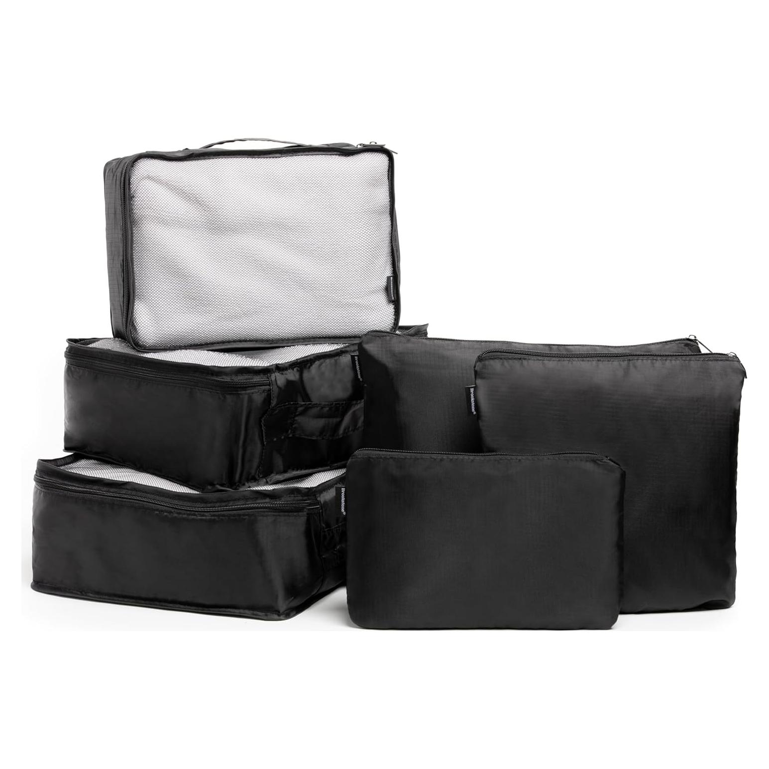 Set de 6 Cubos de Compresión Brookstone para Viaje Negro