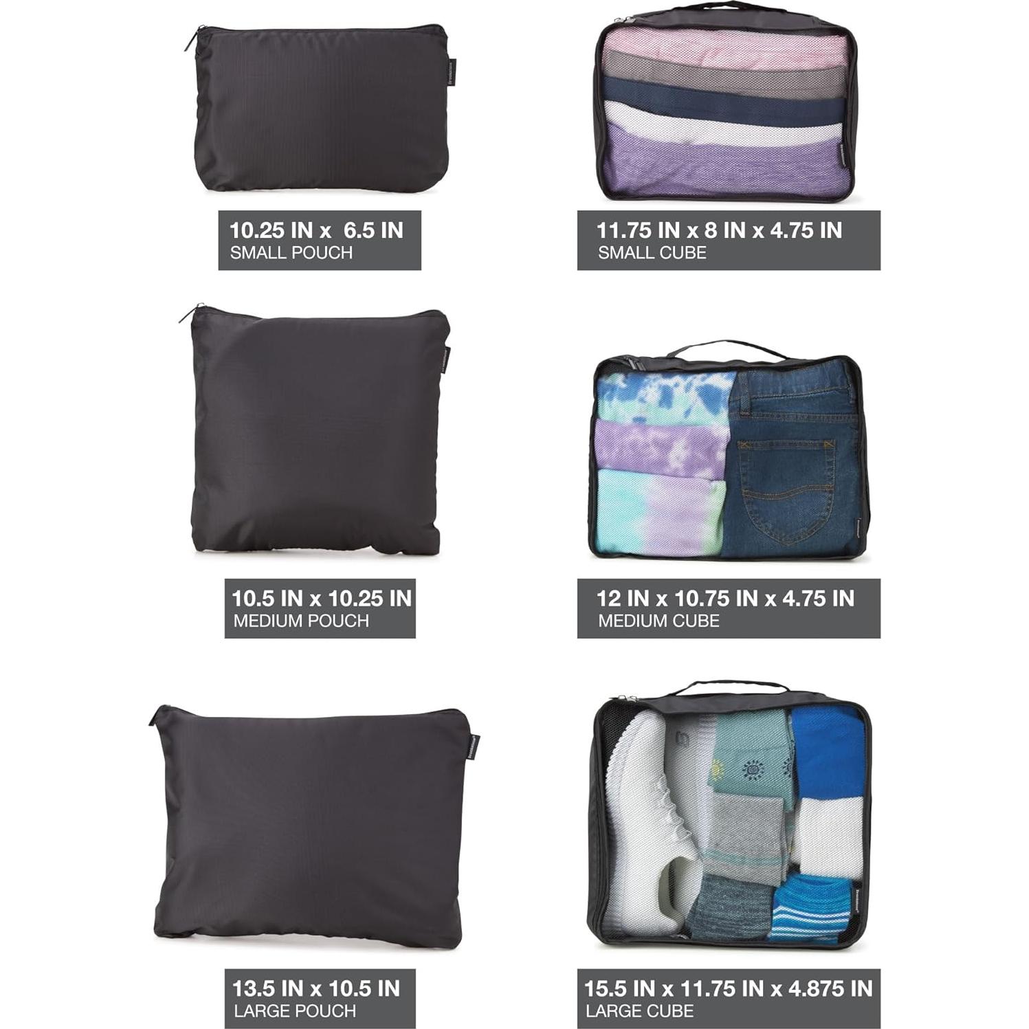 Set de 6 Cubos de Compresión Brookstone para Viaje Negro