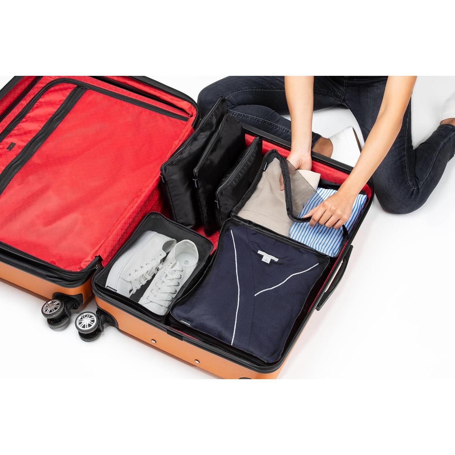 Set de 6 Cubos de Compresión Brookstone para Viaje Negro