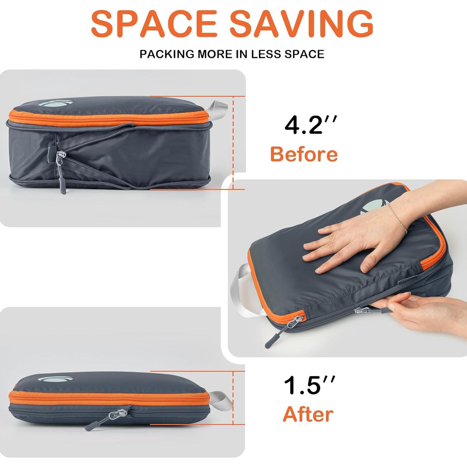 Cipway Cubos de Compresión para Equipaje 6 Piezas Gris