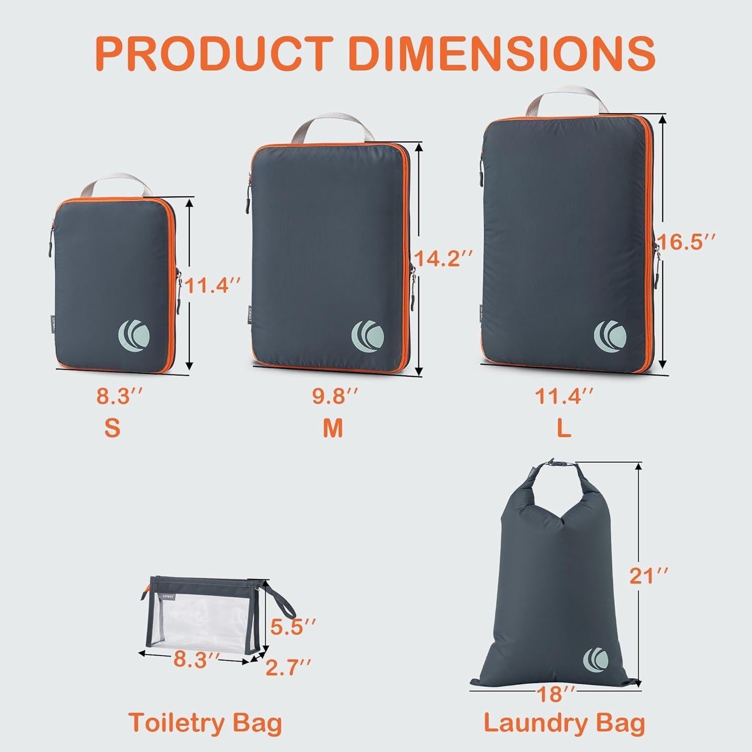 Cipway Cubos de Compresión para Equipaje 6 Piezas Gris