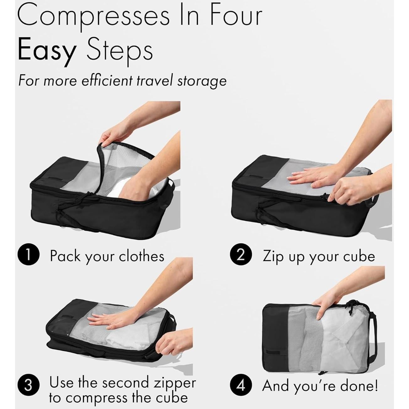 Cubos de Compresión Carrywell Set de 6 Negro Livianos