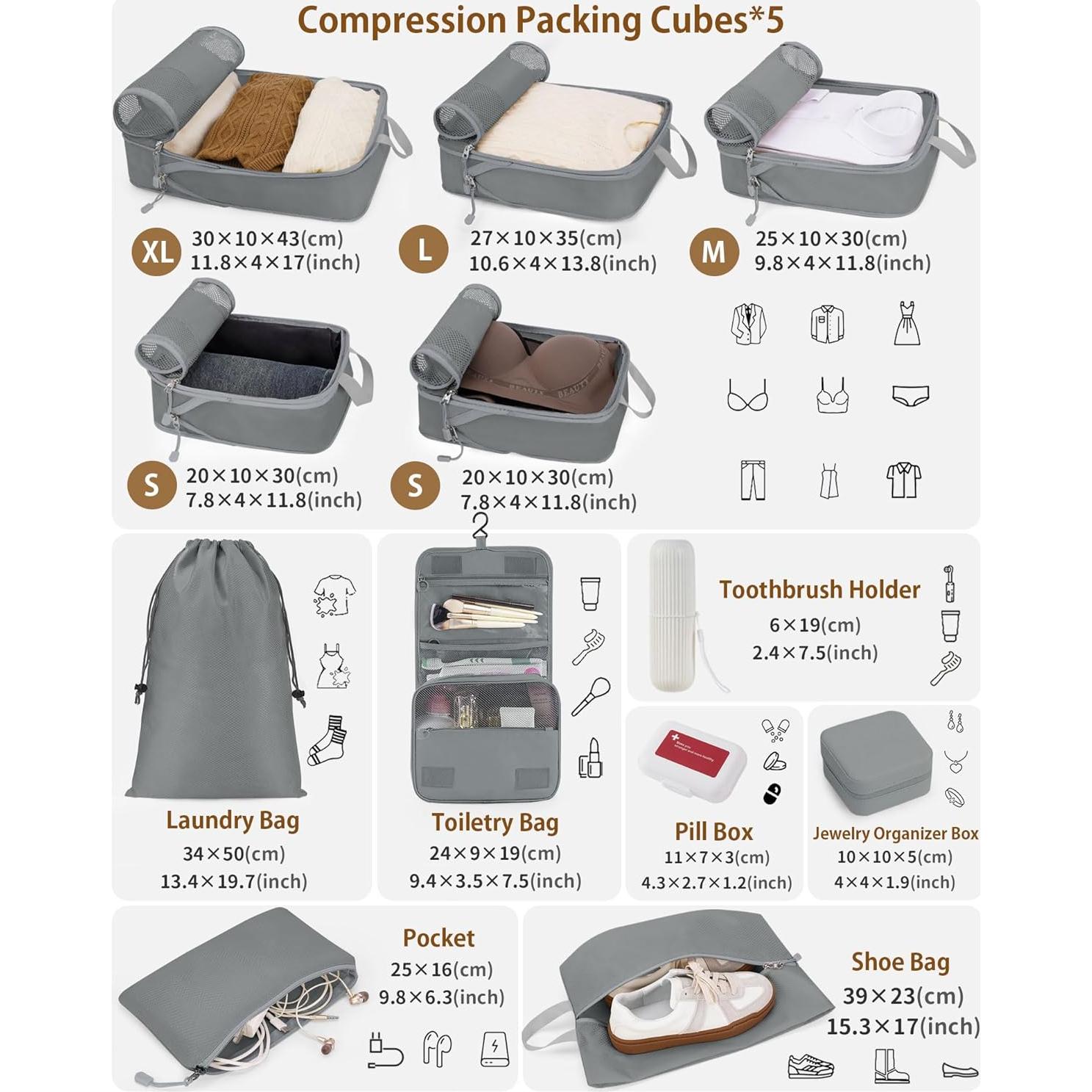 Cubos de Compresión TRMFUSA 12 Set Gris para Empacar