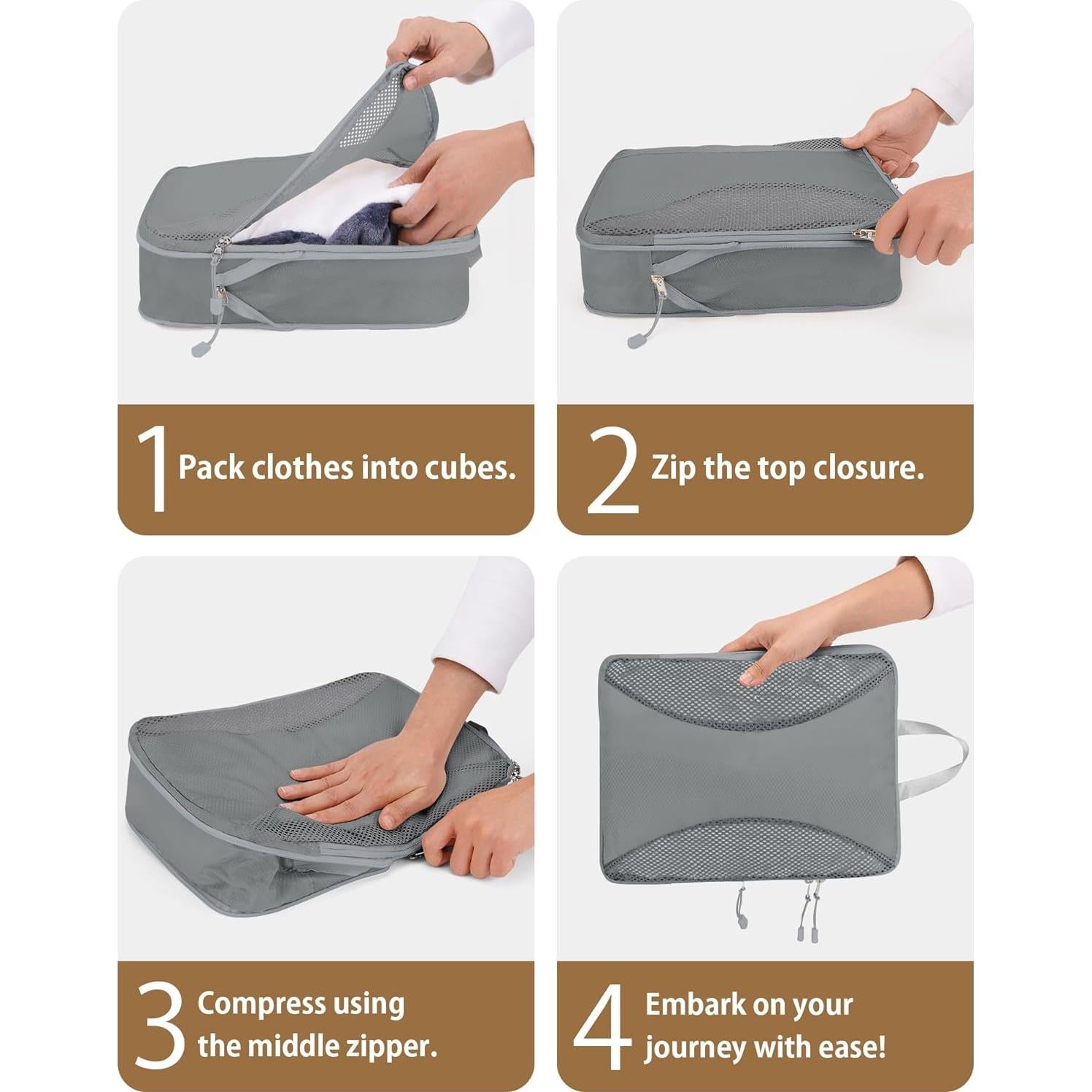 Cubos de Compresión TRMFUSA 12 Set Gris para Empacar