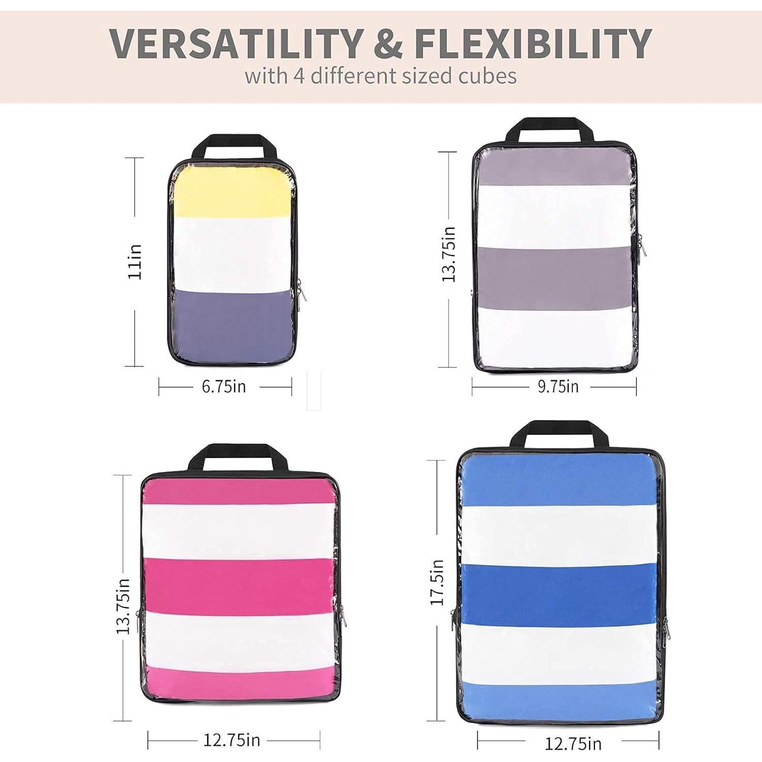 Cubos de Compresión Transparentes BAGAIL 4 Set 38x28 cm