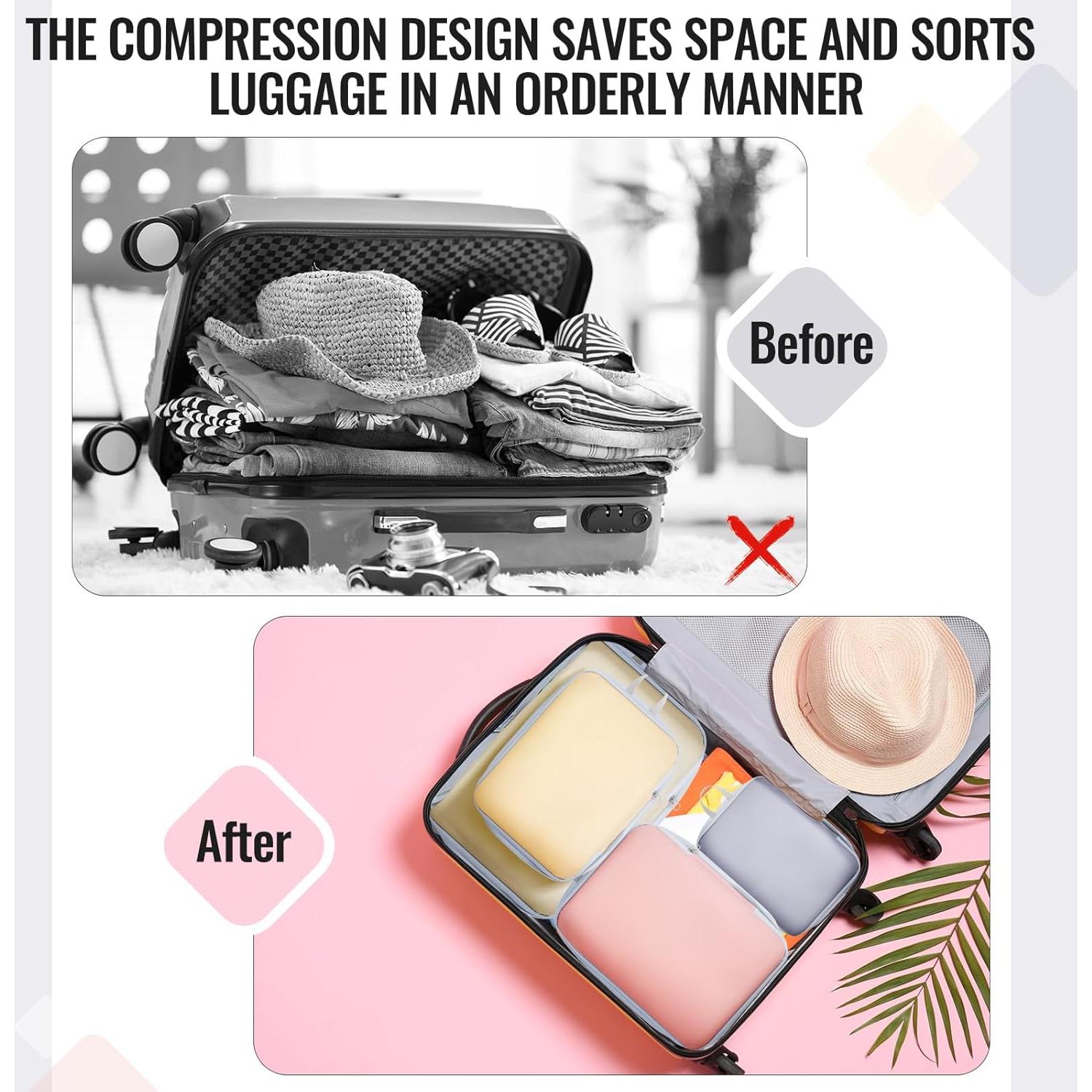 Paquete de 4 Cubos de Compresión Clysee para Maletas