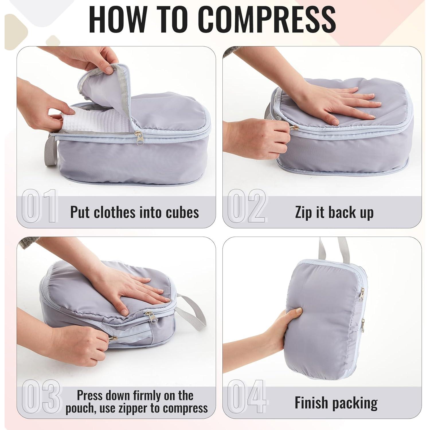 Paquete de 4 Cubos de Compresión Clysee para Maletas