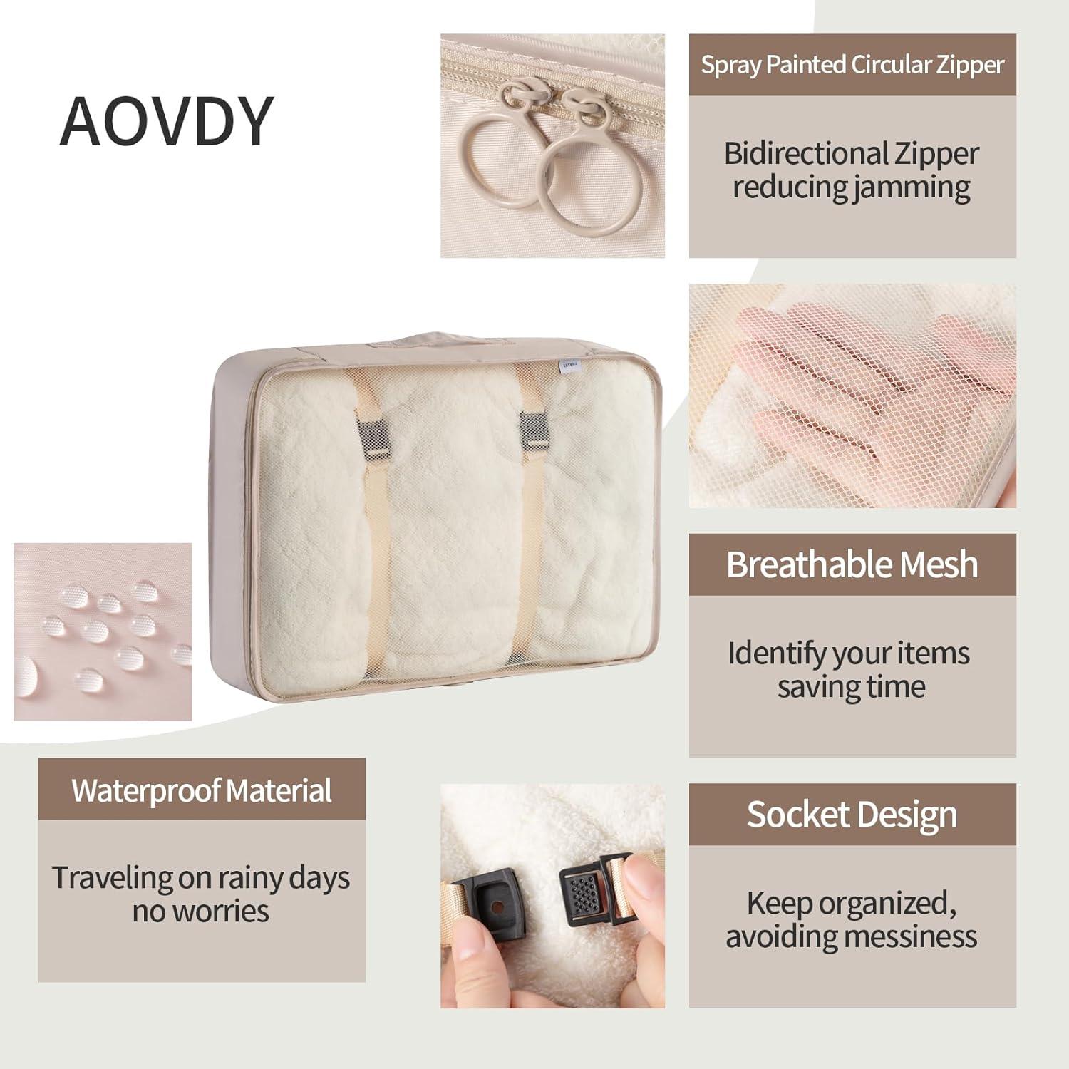 Bolsas Organizadoras de Equipaje Aovdy 9 Piezas Beige