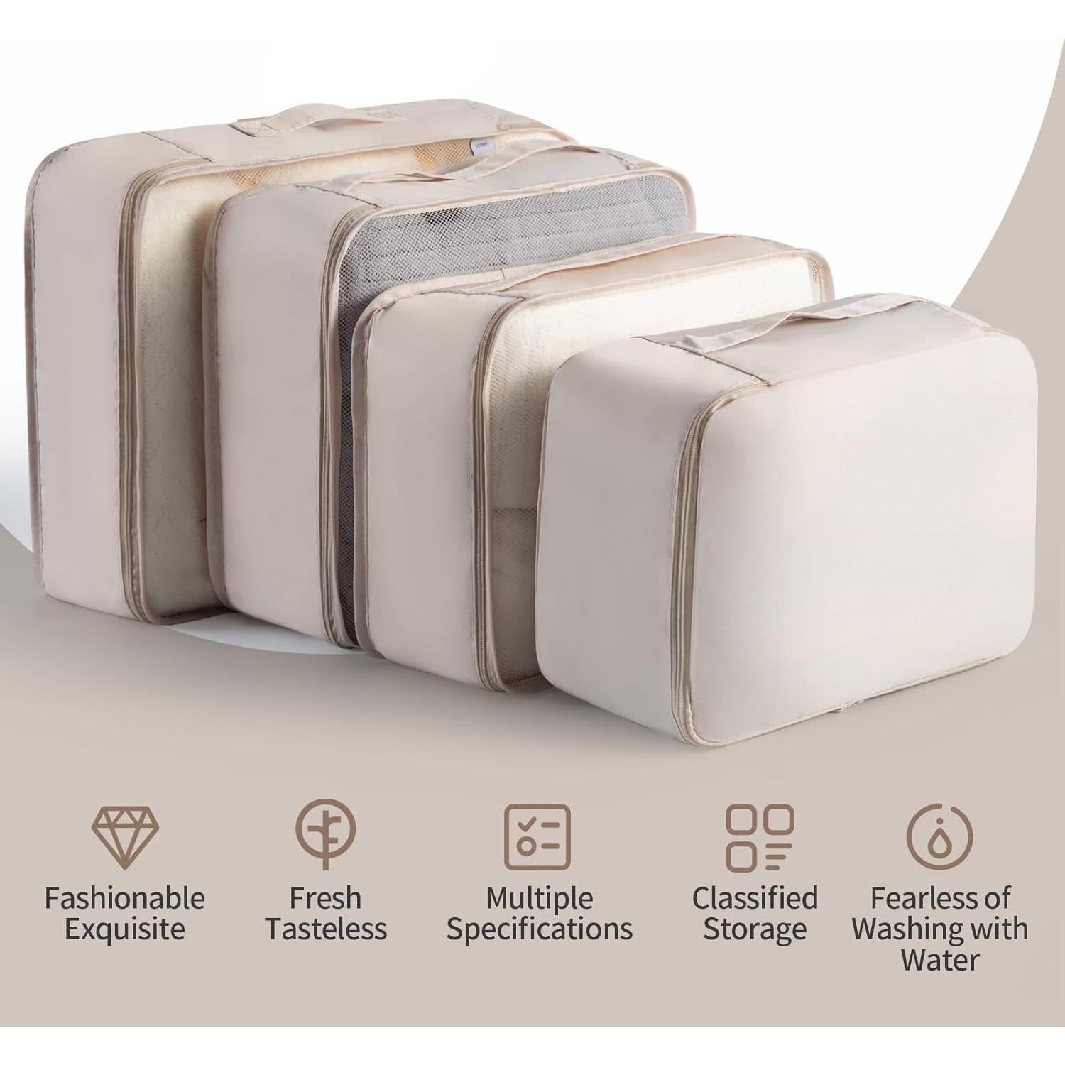 Bolsas Organizadoras de Equipaje Aovdy 9 Piezas Beige