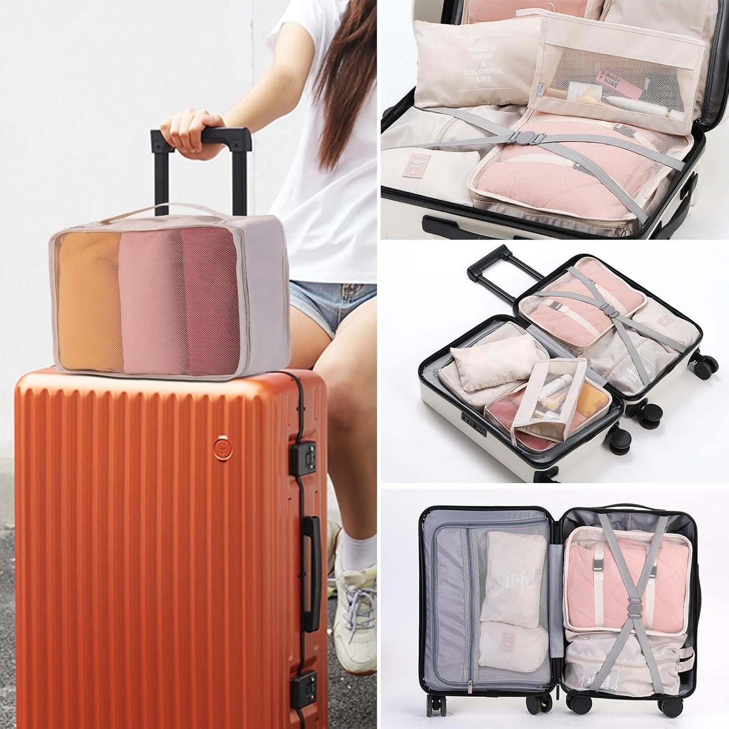 Bolsas Organizadoras de Equipaje Aovdy 9 Piezas Beige