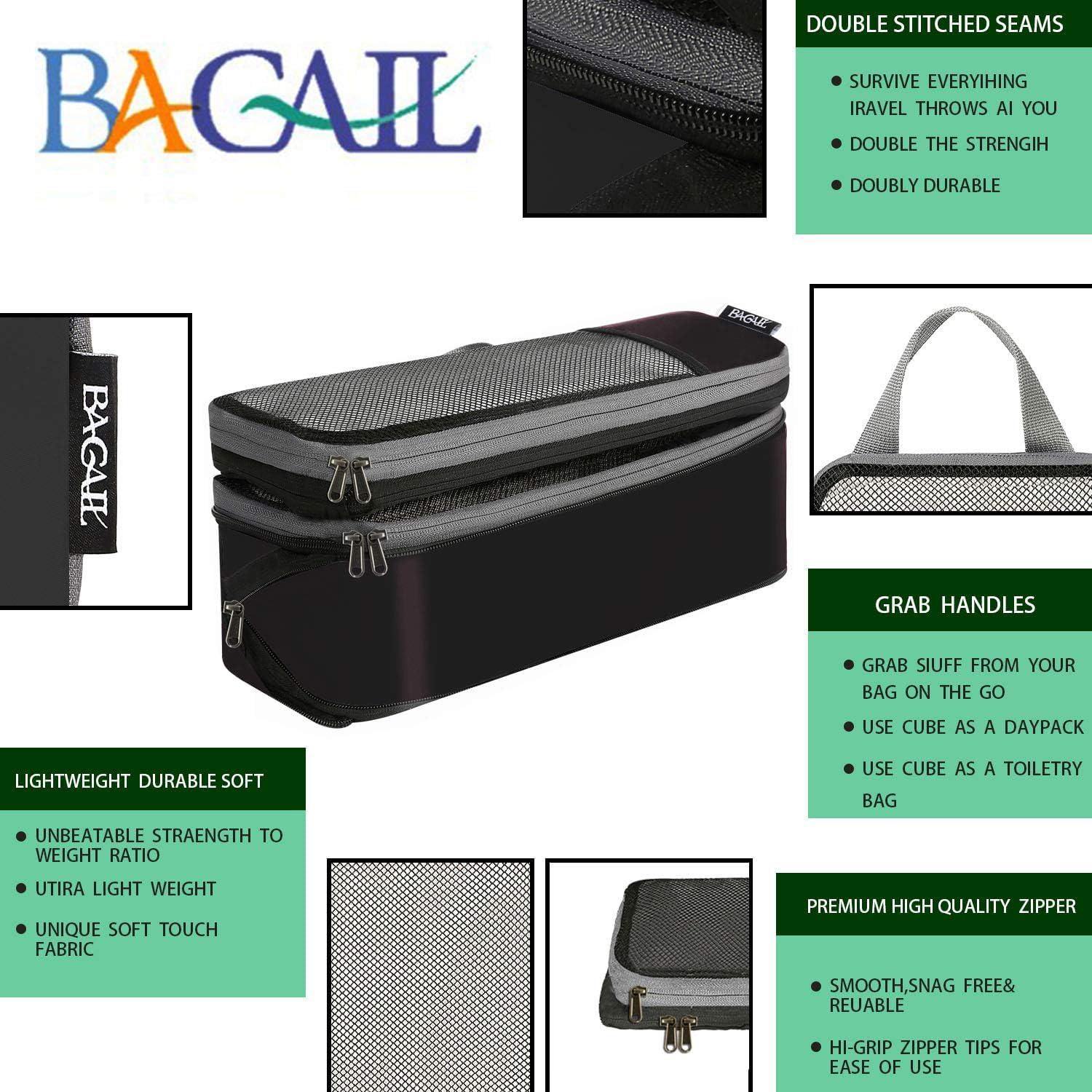 Cubos de Compresión BAGAIL 6 Set Negro 320D para Viaje