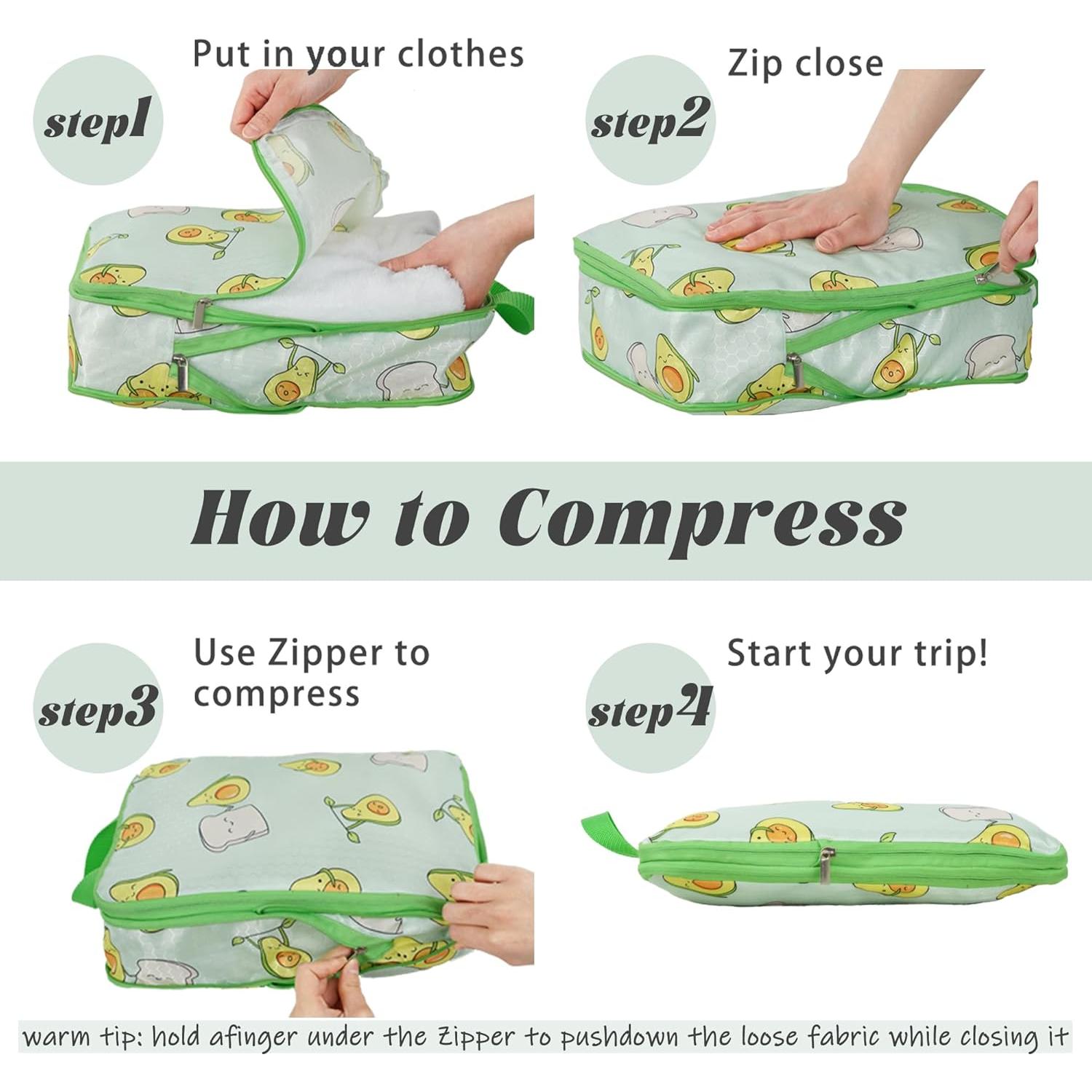 Juego de 8 Cubos de Compresión Hitanfe para Viaje Naranja