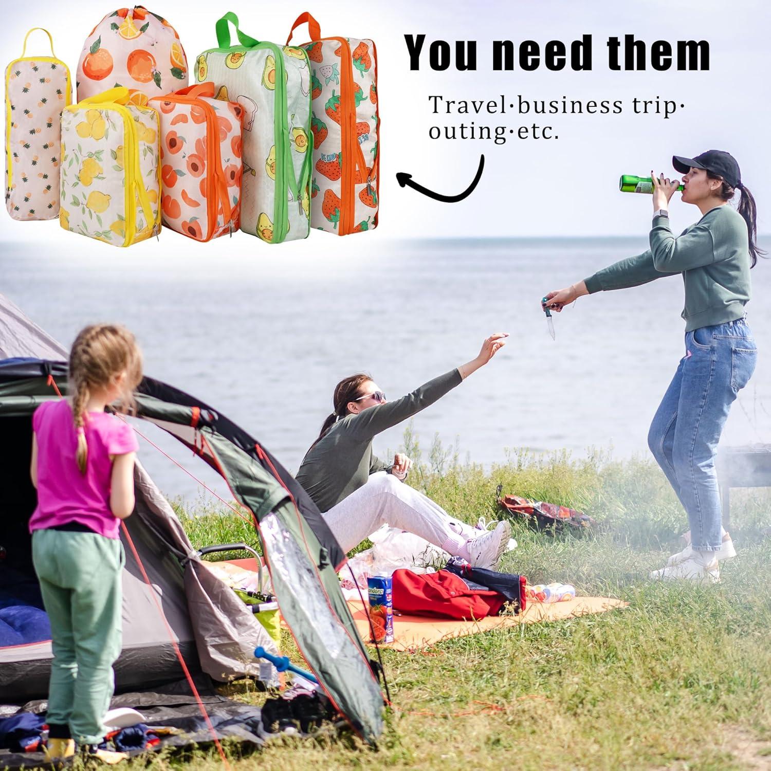 Juego de 8 Cubos de Compresión Hitanfe para Viaje Naranja