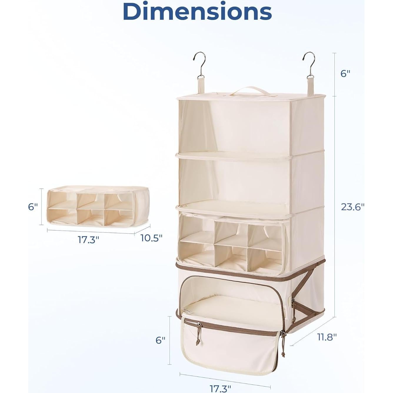 Cubos de Empaque Colgantes BAGSMART 4 Estantes Rosa 60 cm