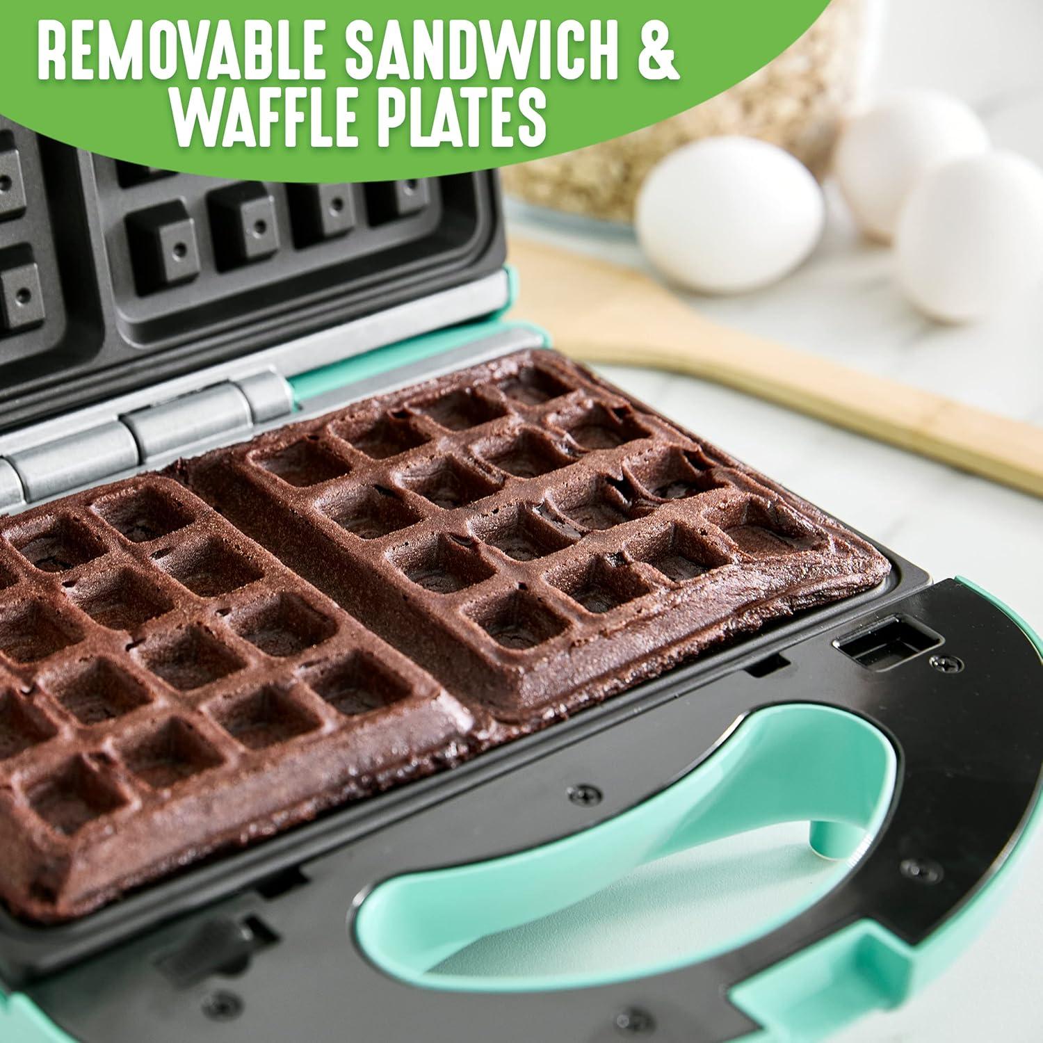 GreenLife Dúo Waffles y Sándwiches Turquesa 825W
