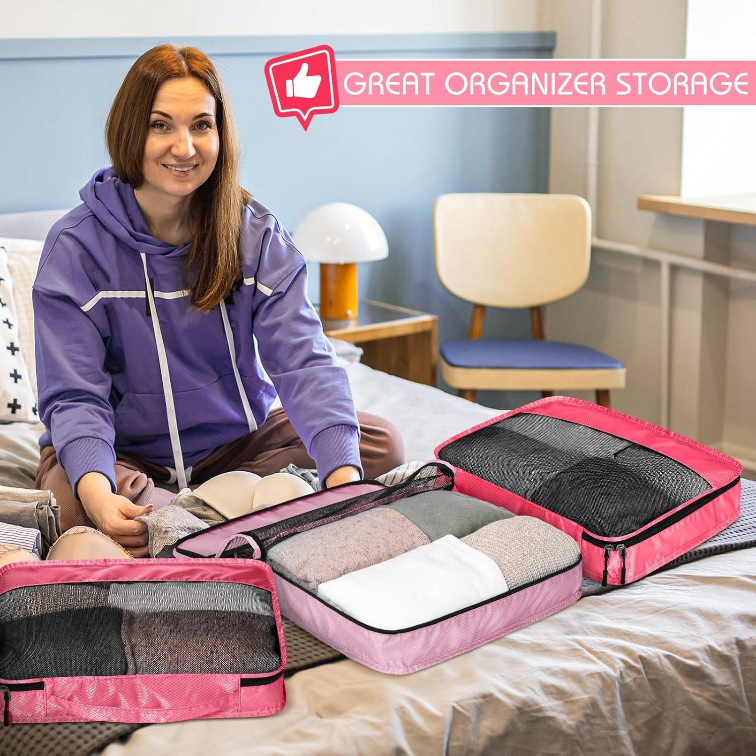 5 Cubos de Empaque Bulyoou Rosa para Maleta L