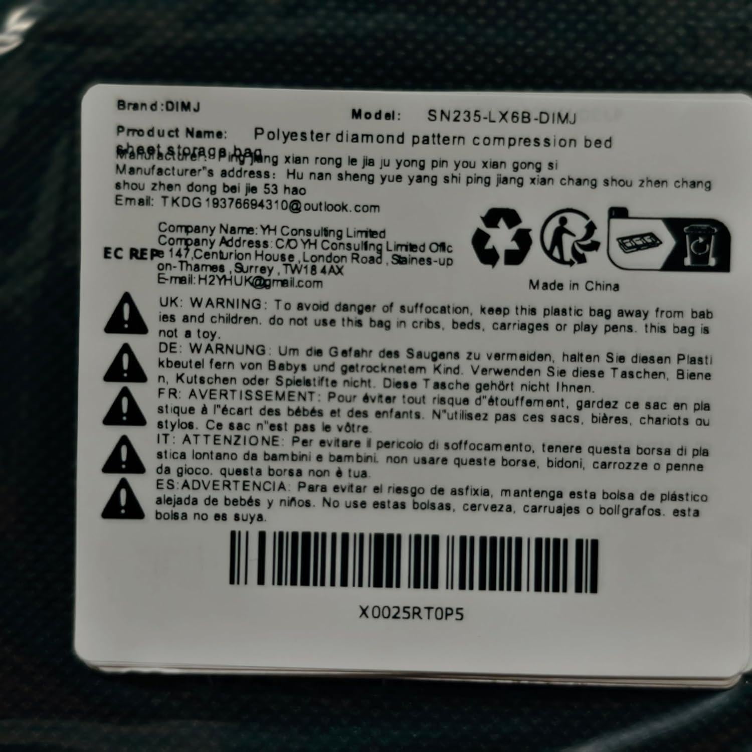 Bolsa de Almacenamiento DIMJ 6 Pzas 19L Compresión Nylon