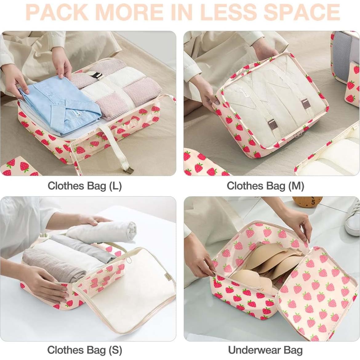 Set de 8 Cubos de Empaque Hatisan para Viaje Fresa