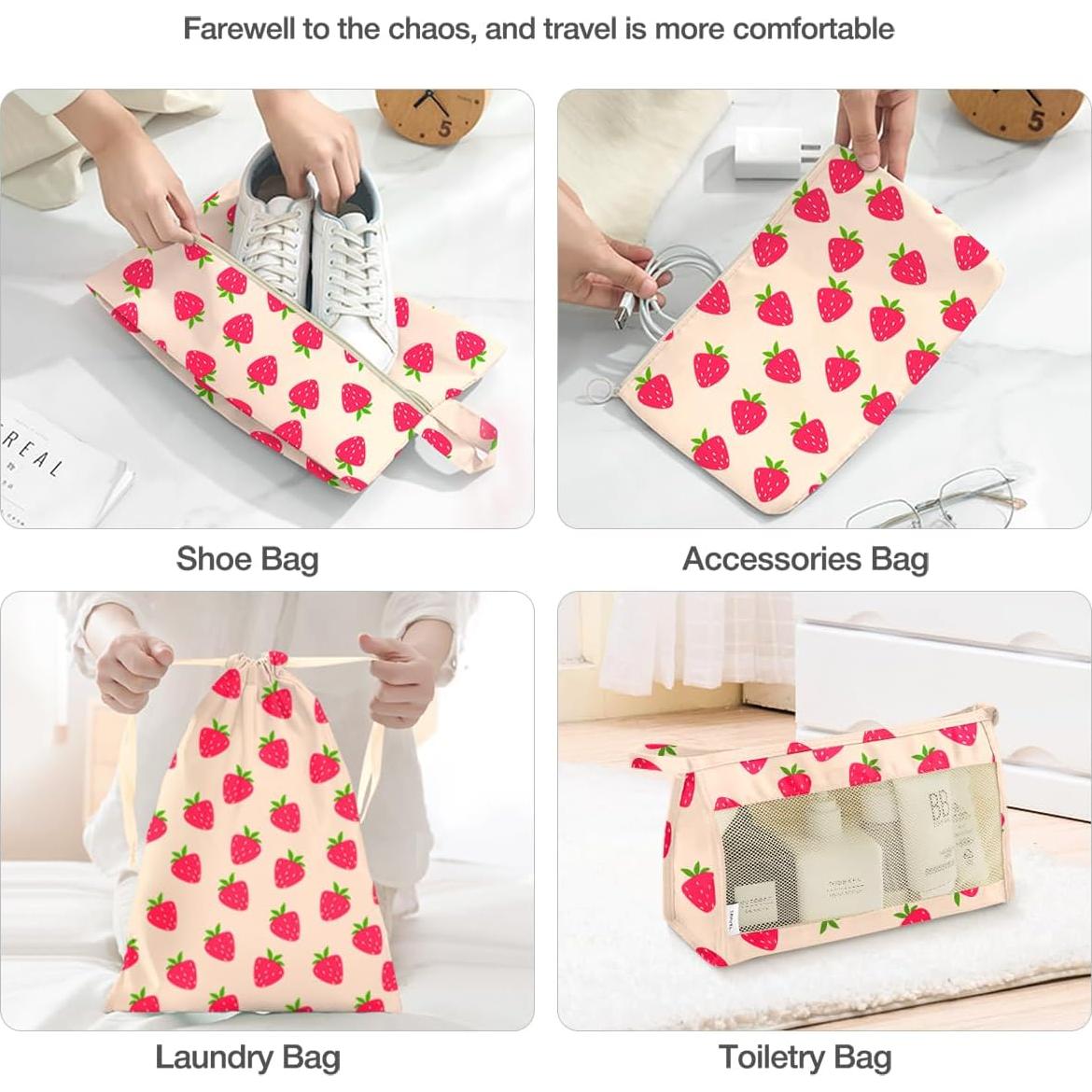 Set de 8 Cubos de Empaque Hatisan para Viaje Fresa