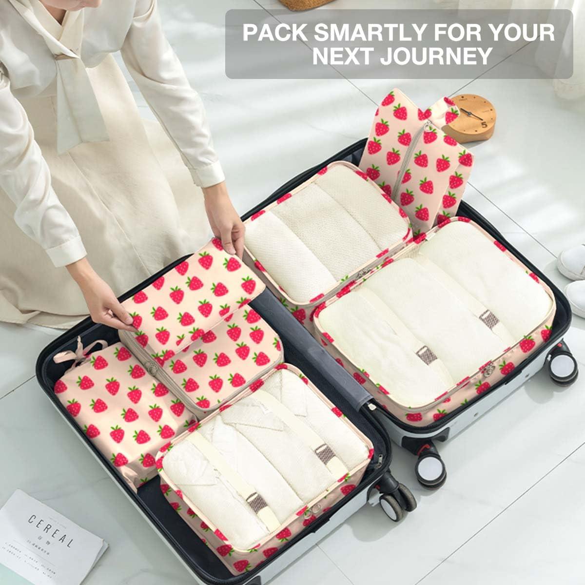 Set de 8 Cubos de Empaque Hatisan para Viaje Fresa