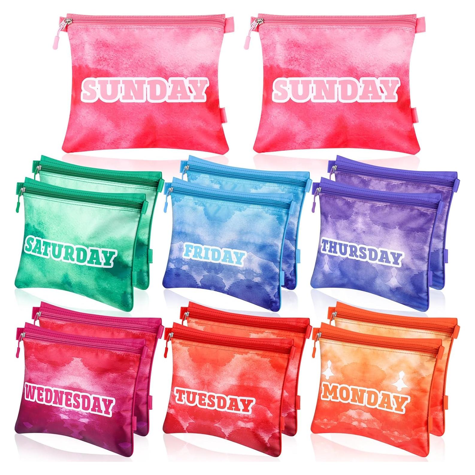 14 Pcs Packing Cubes for Travel Kids Day of Week Compression Packing Bags Colorful Luggage Suitcase Organizers Bag for Travel(Gradient)