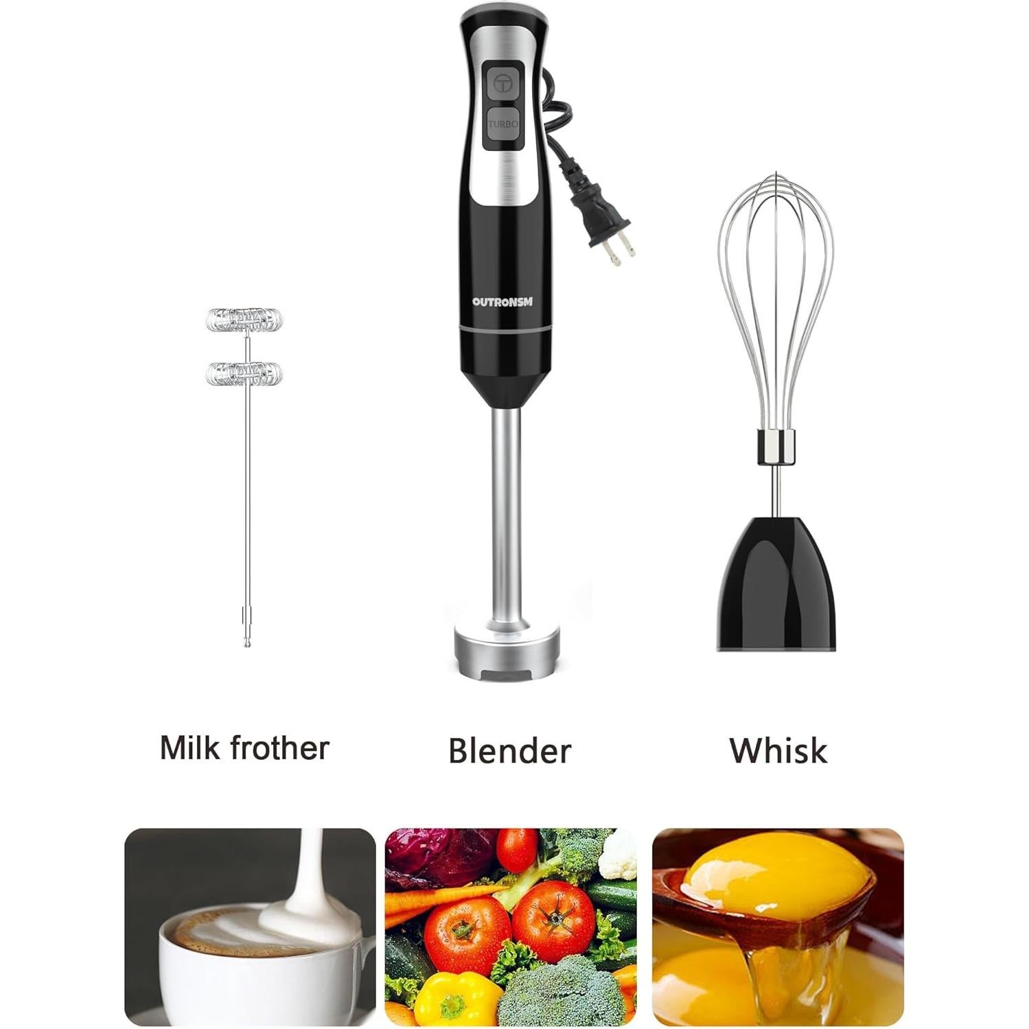 Batidora de Inmersión OUTRONSM 8 Velocidades Negra