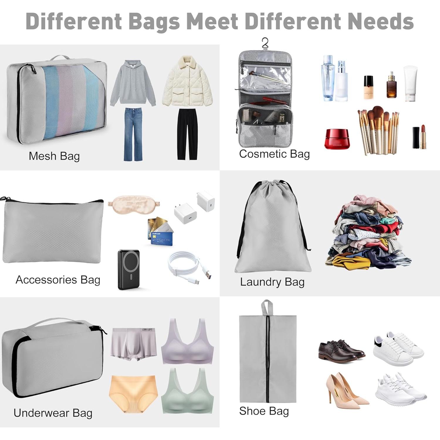 Set de 8 Cubos de Empaque Toncoke para Viaje Gris