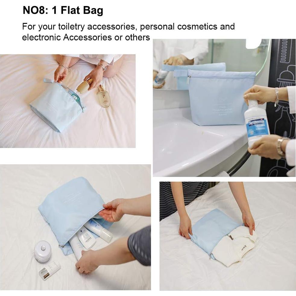 Juego de Cubos de Empaque Viaje 8 Piezas Azul Claro