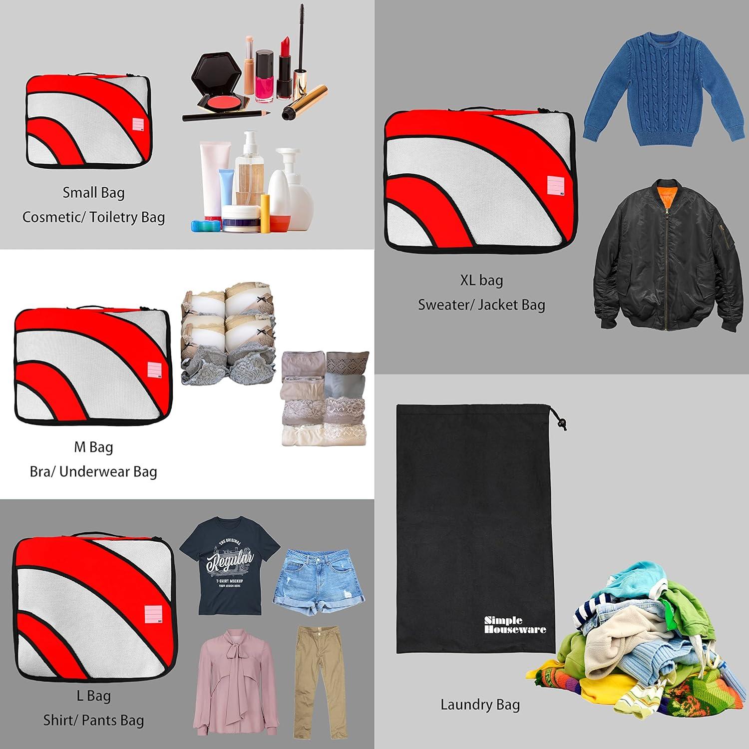 Organizadores de Viaje Simple Houseware 4 Set Rojo