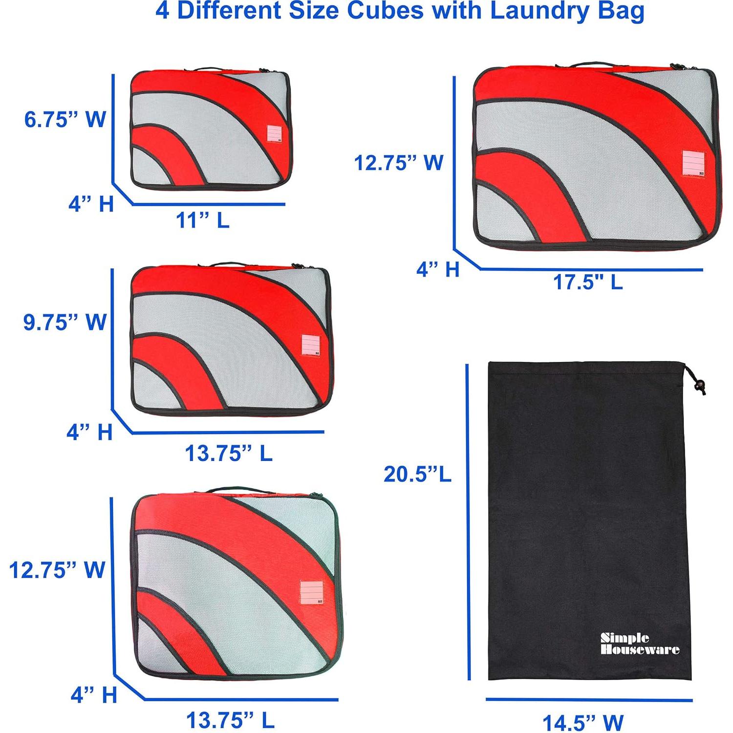 Organizadores de Viaje Simple Houseware 4 Set Rojo