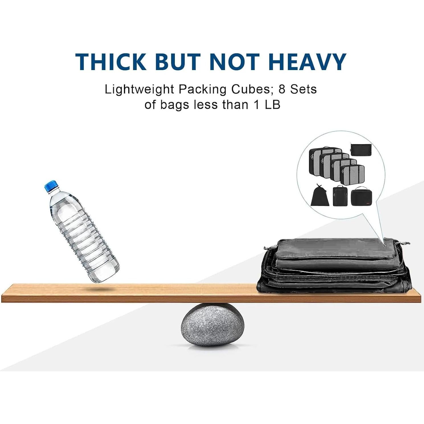 Set de 8 Cubos de Empaque B365 para Viaje - Negro