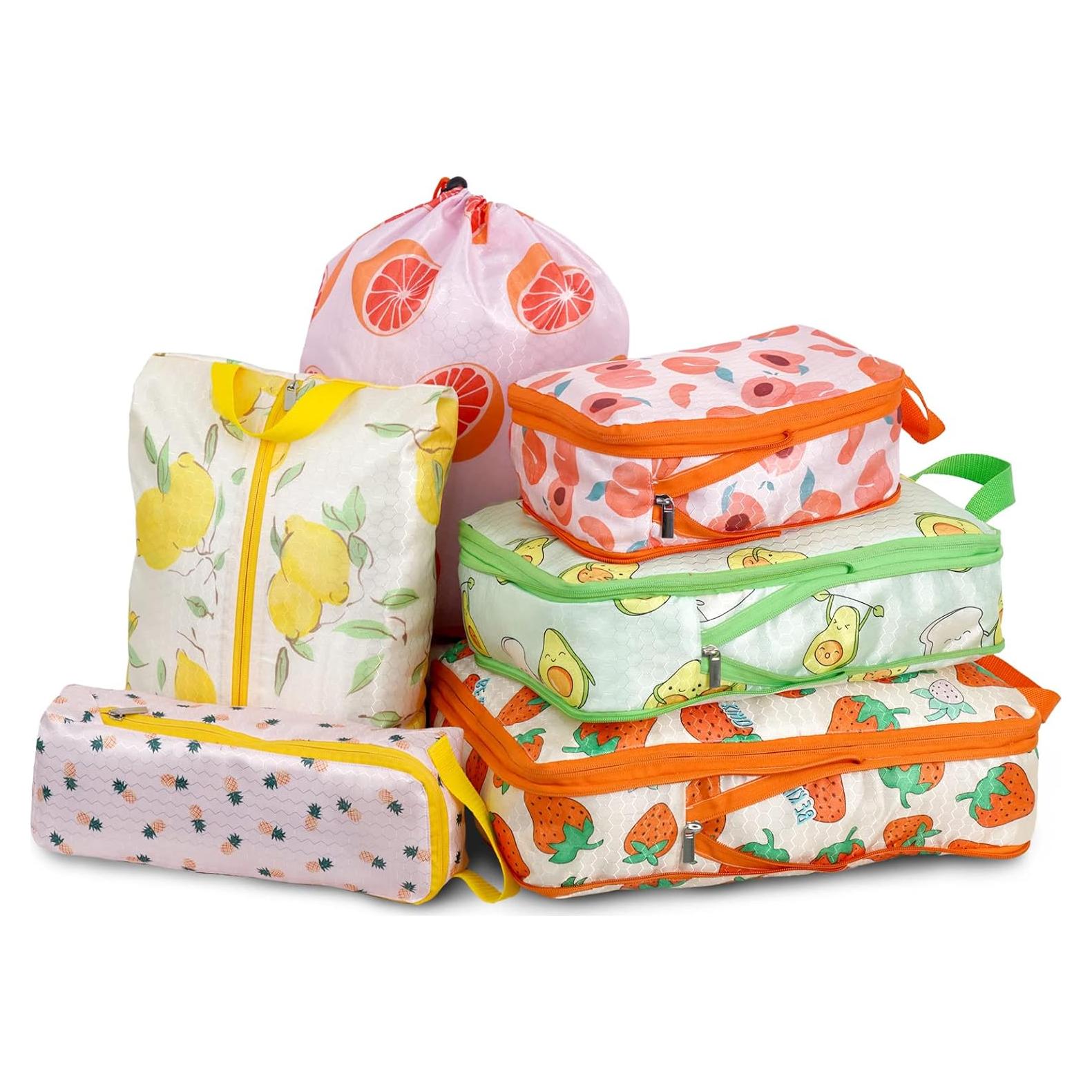 Juego de 6 Cubos de Compresión Hitanfe para Viaje Naranja