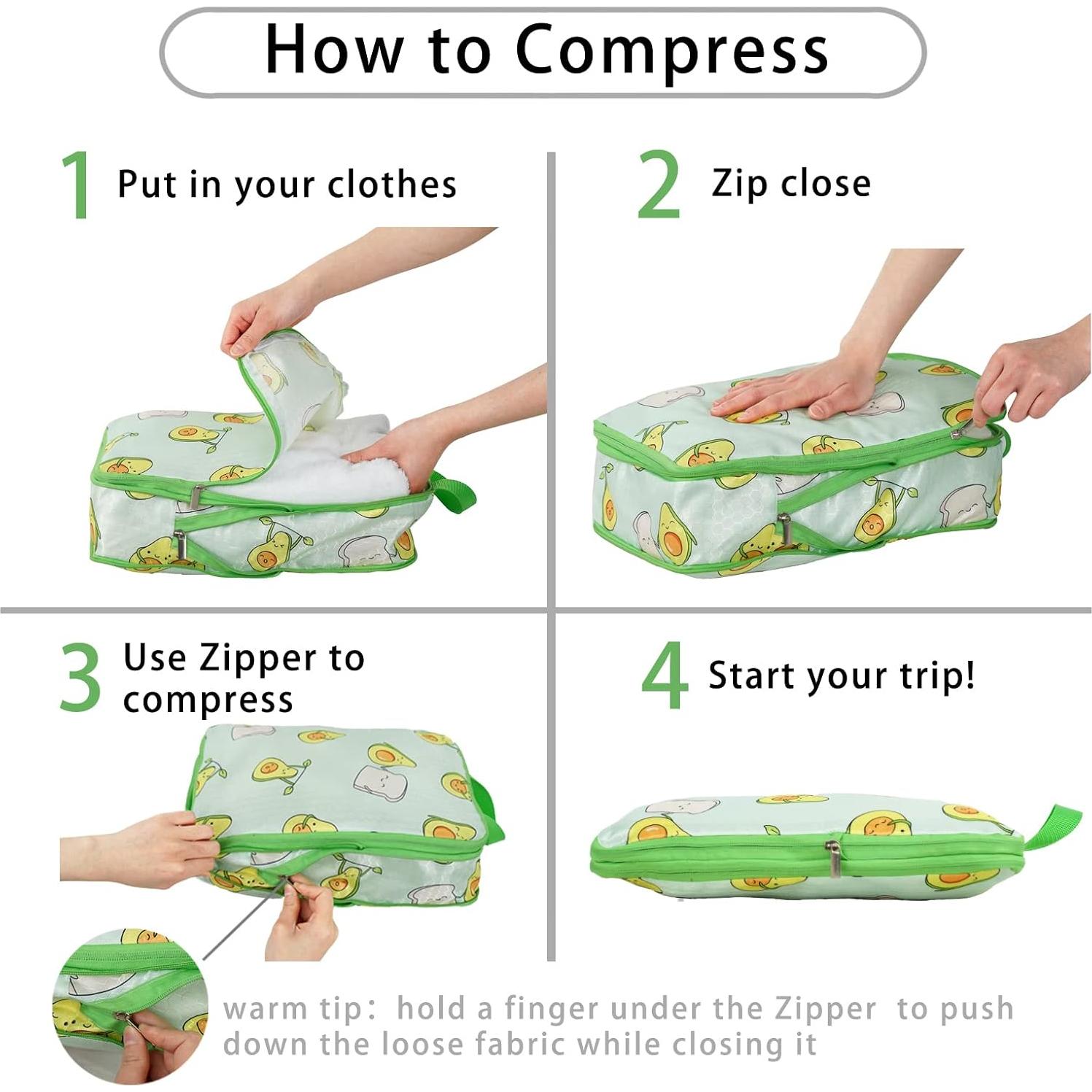 Juego de 6 Cubos de Compresión Hitanfe para Viaje Naranja