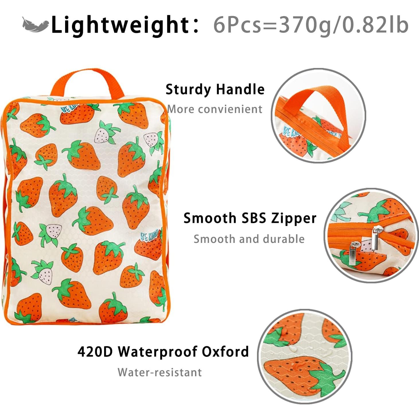 Juego de 6 Cubos de Compresión Hitanfe para Viaje Naranja