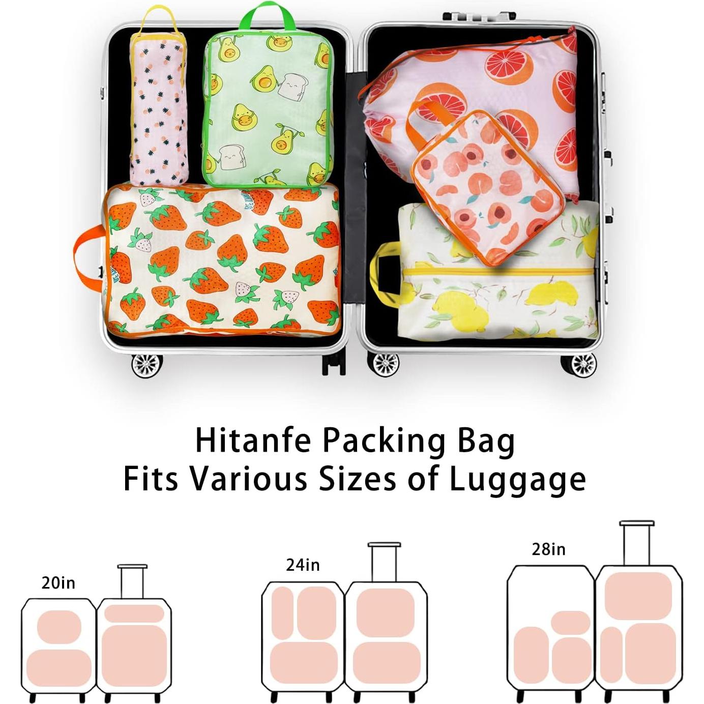 Juego de 6 Cubos de Compresión Hitanfe para Viaje Naranja