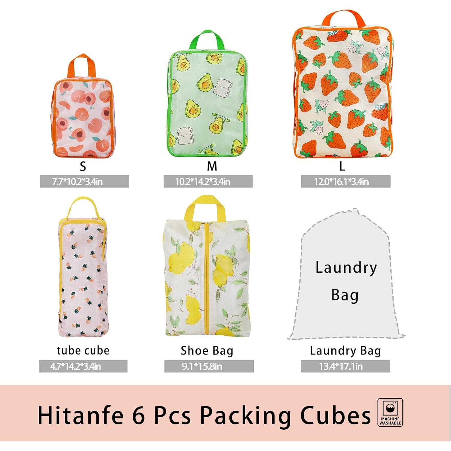 Juego de 6 Cubos de Compresión Hitanfe para Viaje Naranja