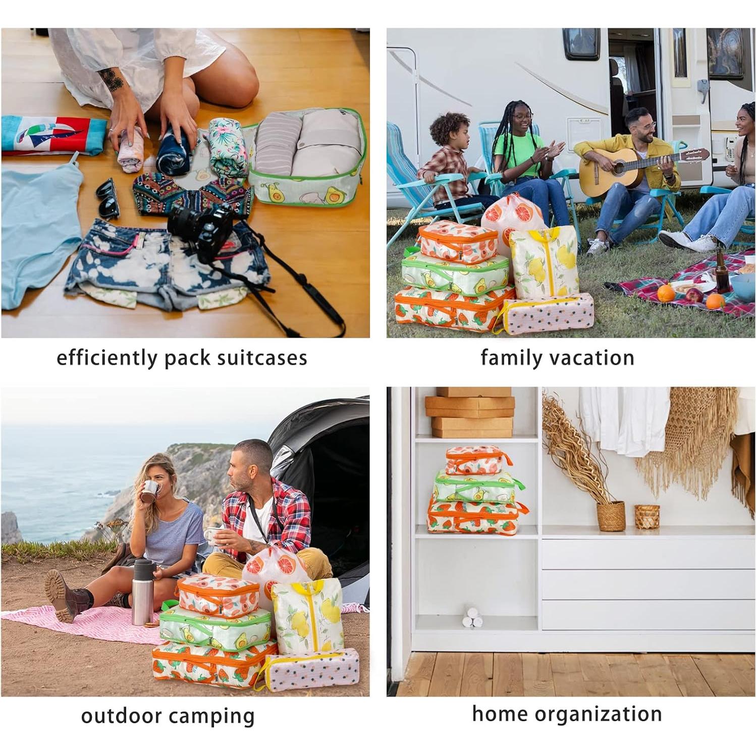 Juego de 6 Cubos de Compresión Hitanfe para Viaje Naranja