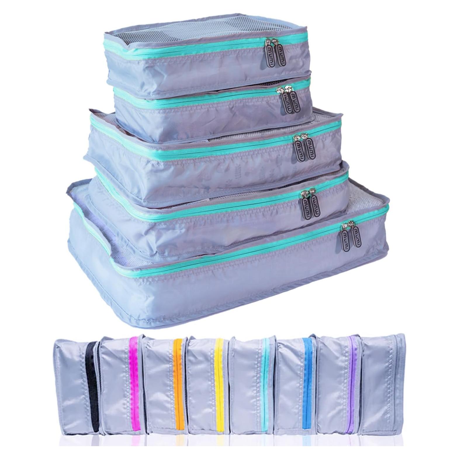 Cubos de Empaque MUMI - Juego de 5 Organizador Viaje Aqua