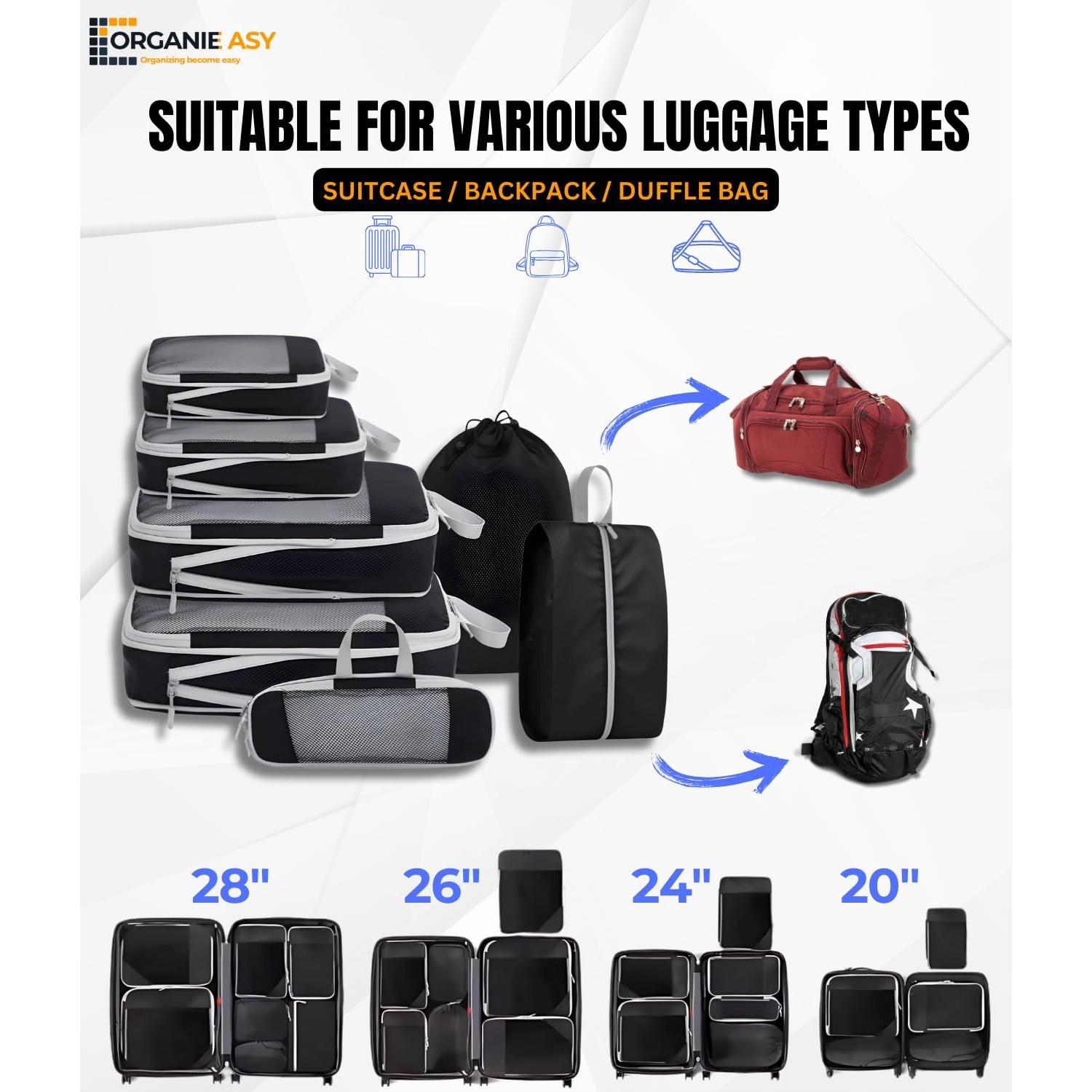 Juego de 7 Cubos de Compresión ORGANIEASY para Viaje