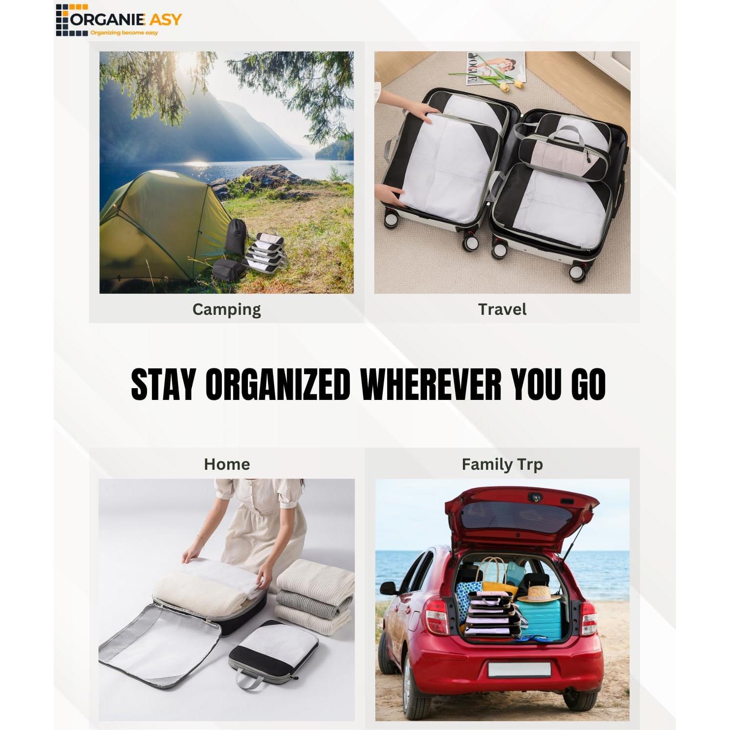 Juego de 7 Cubos de Compresión ORGANIEASY para Viaje