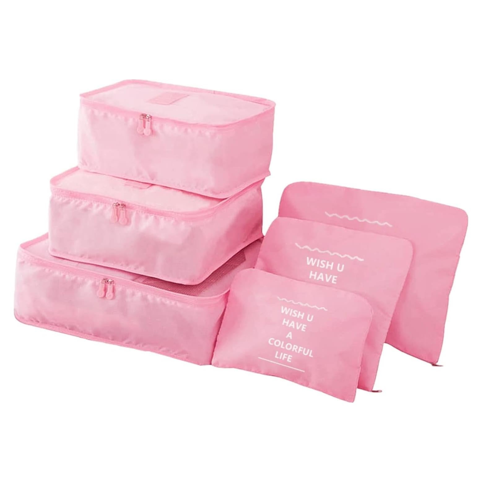 6 Cubos de Empaque GUIFIER Rosa para Viajes y Lavandería