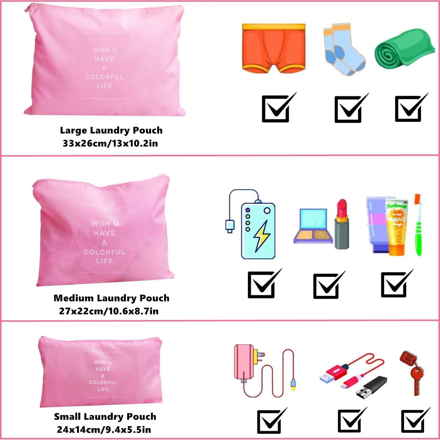 6 Cubos de Empaque GUIFIER Rosa para Viajes y Lavandería